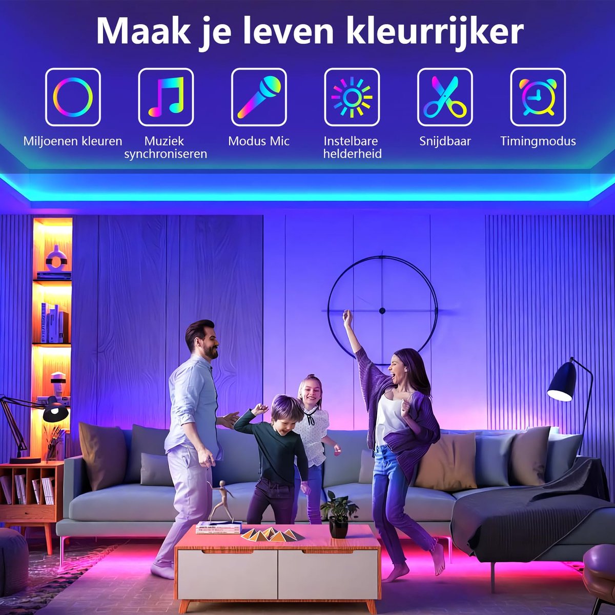 SINWE Ledstrip,10 m RGB ledstrip,smart ledverlichting, led strip met afstandsbediening en app, dimbaar - ShopVlot