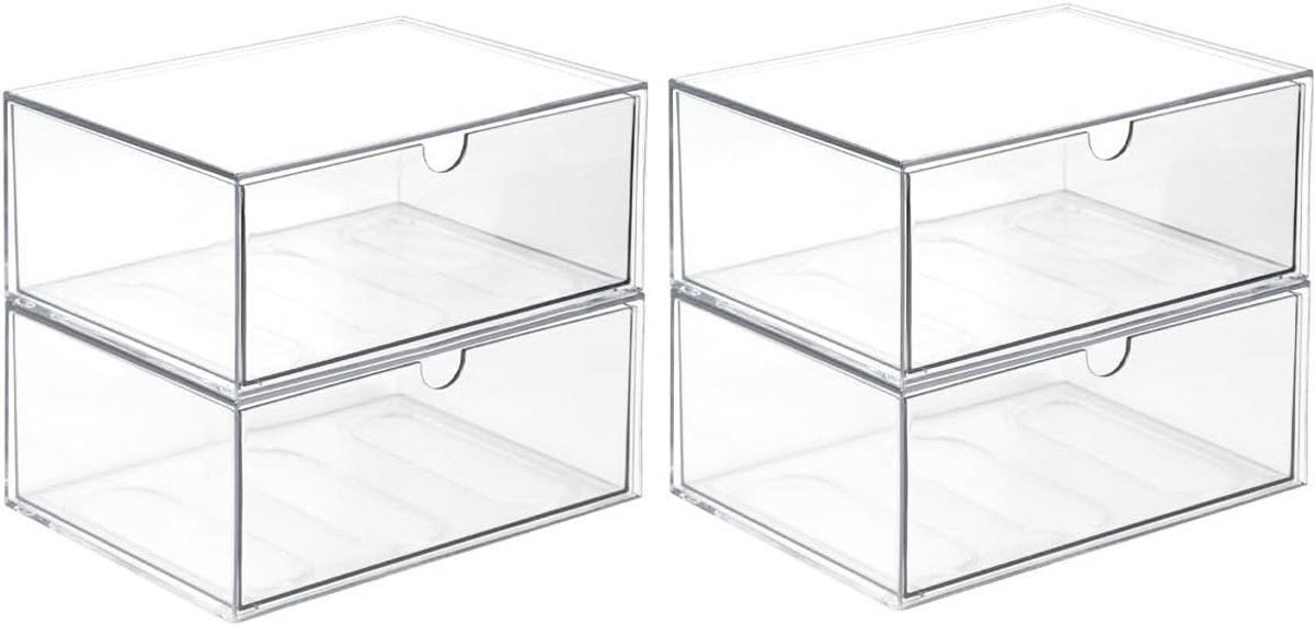 Set van 4 Stapelbare Cosmetica Organisers van Doorzichtig Acryl voor Make-up en Schoonheidsproducten