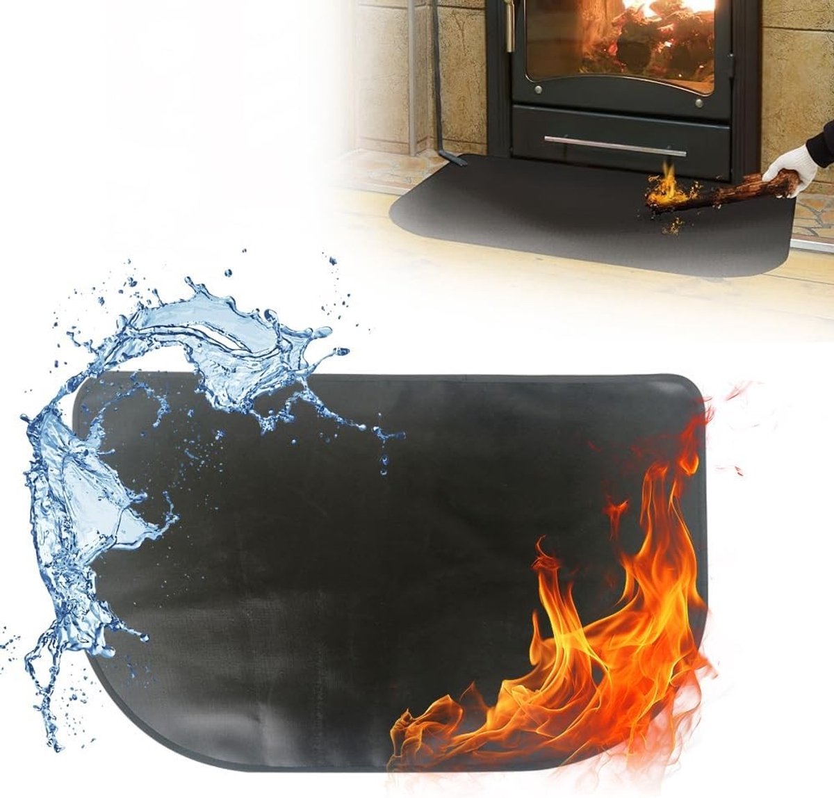 Vuurvaste Kachelmat en Vloermat voor Vonkenbescherming in Keuken en Barbecue, 106 x 61 cm, Brandveilig, Hittebestendig, Ondergrondbescherming