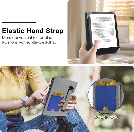 Universele E-reader Hoes voor 6" en 6.8" Pocketbook, Tolino, Sony en Kindle - Leer Beschermhoes voor Kobo Clara HD en Paperwhite — afbeelding 5