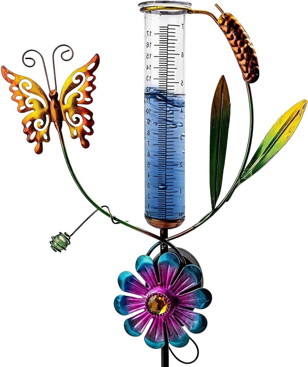 Regenmeter Tuin - Neerslagmeter Glas - Weer Monitoren - Op Zonne-energie - 10 x 5 cm - Transparant