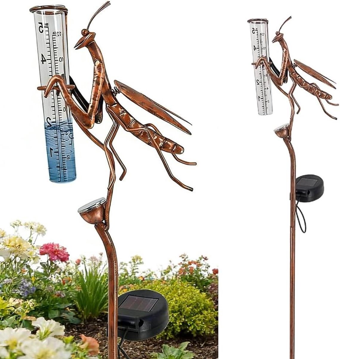 Regenmeter Tuin - Zonne Regenmeter - Tuinieren Meten - Met LED Verlichting - 335 cm - Transparant