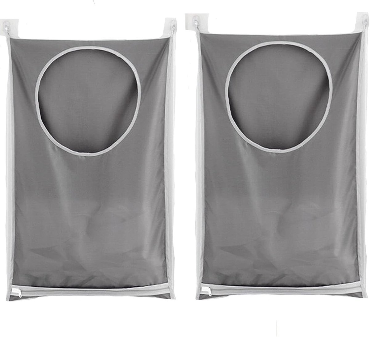 Hanging wasmanden voor deur - 2 stuks waszakken, organizer voor slaapkamer en badkamer in donkergrijs