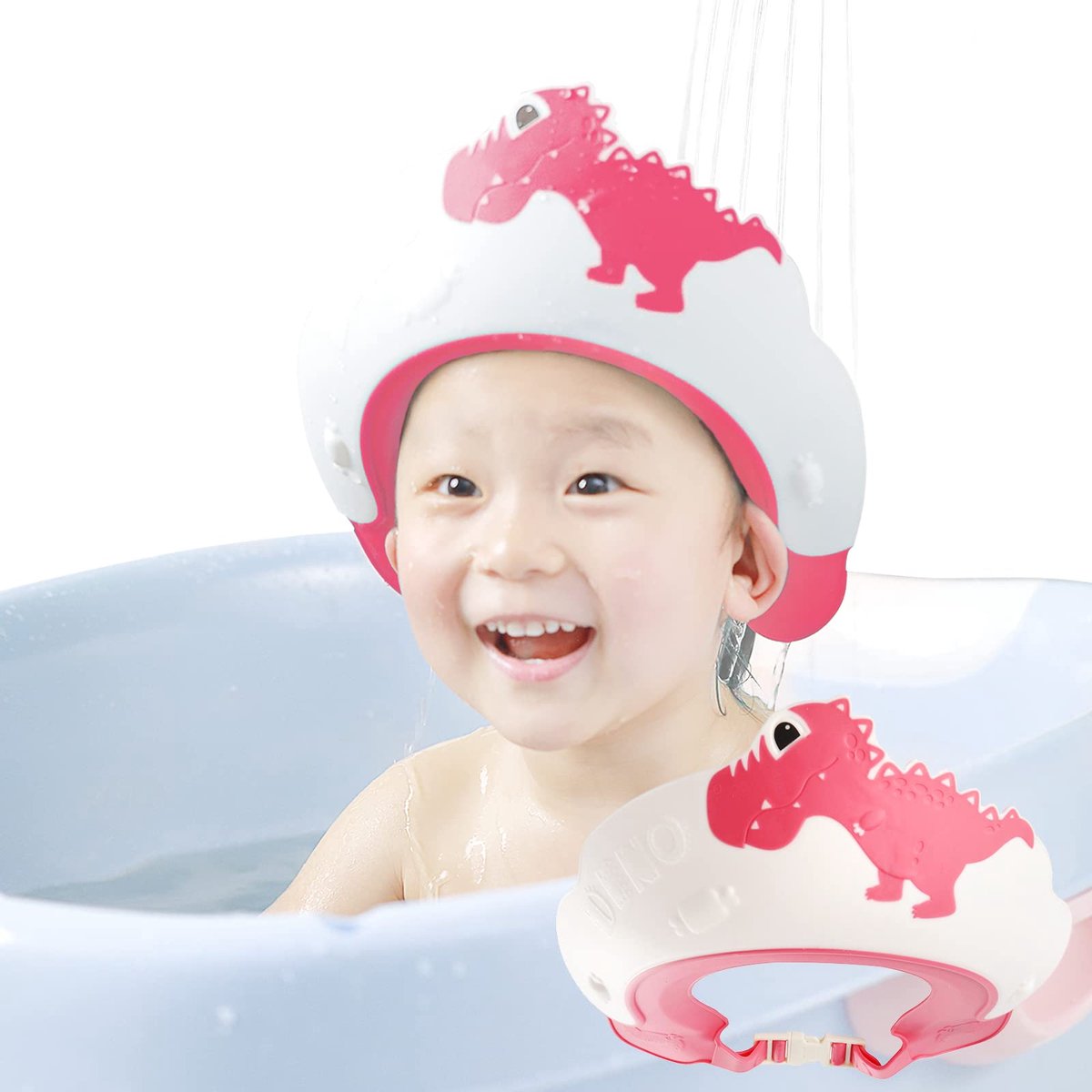 Badmuts schild voor kinderen - verstelbare shampoo hoed - waterdichte dino design - ideaal voor badtijd - ShopVlot