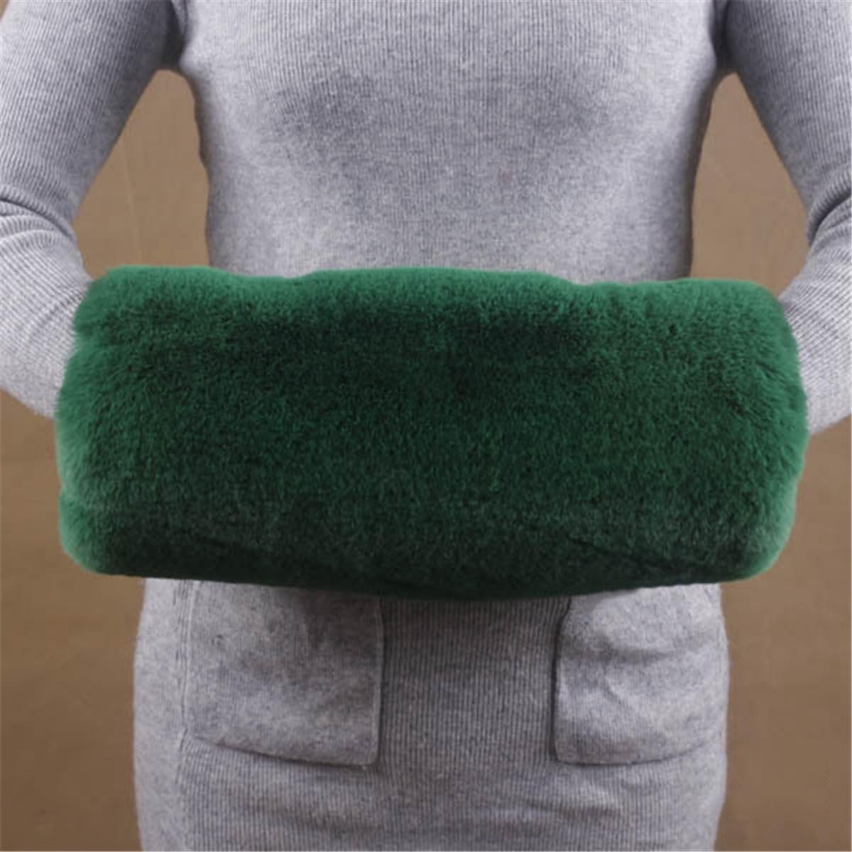 Dikke, imitatie konijnenbont handwarmers, winterhandmouwen, Geschikt voor mannen en vrouwen (groen).