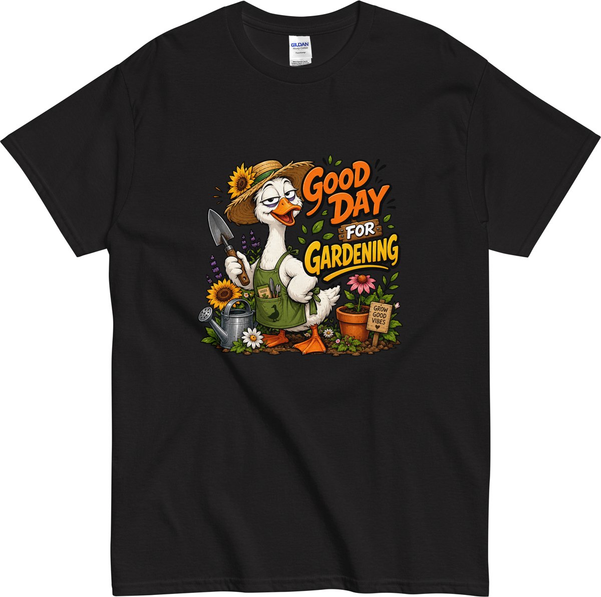 Grappig Heren en Dames T Shirt - Tekst: Goede Dag om te Tuinieren - Zwart - M