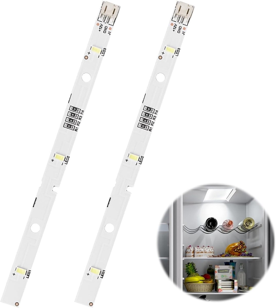LED Lichtstrip 2PCS voor Koelkastverlichting, Vervangende Lamp voor Diverse Koelkasten, DC12V 2W, Geschikt voor Kenwood en Meer