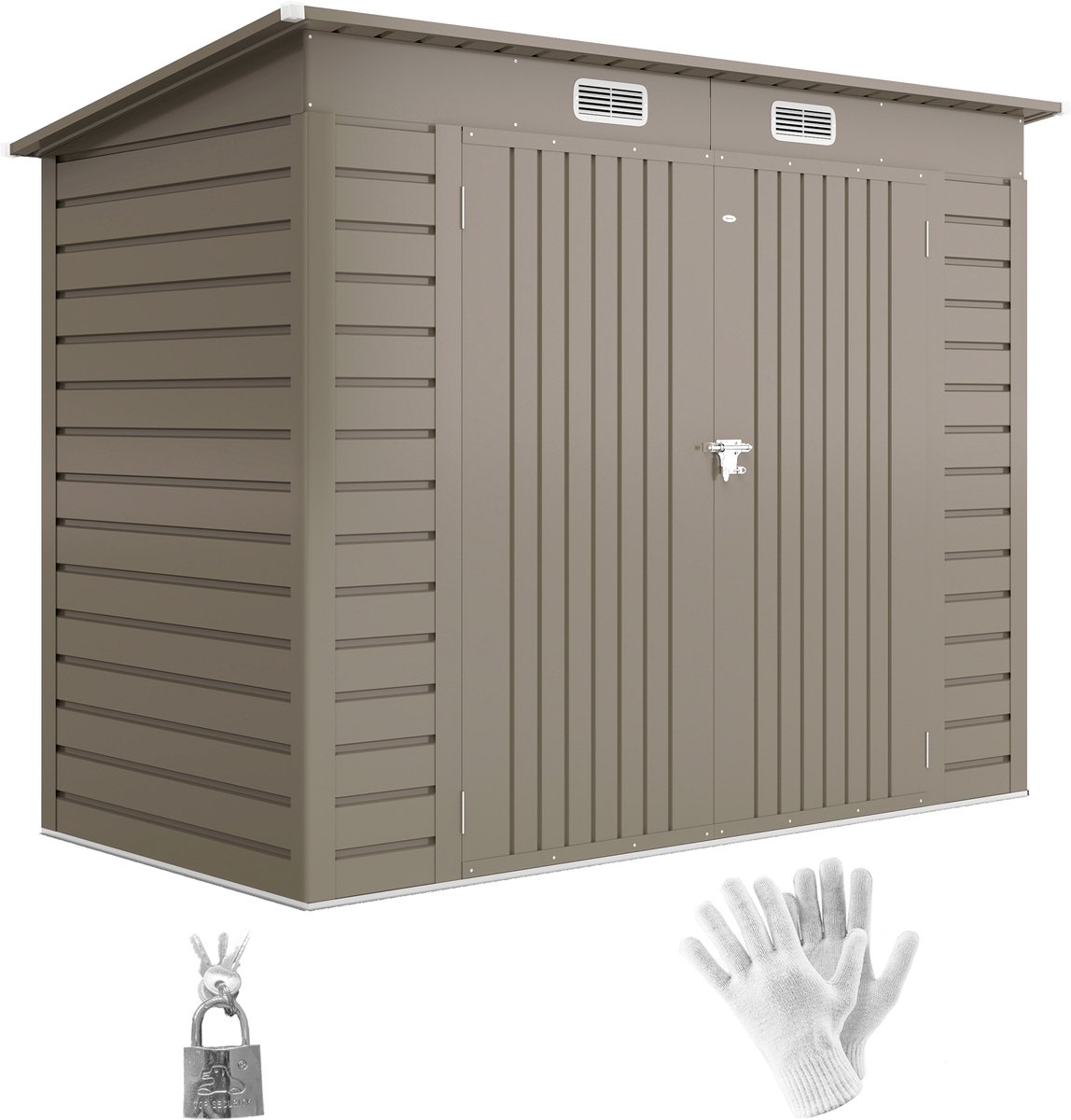Outsunny Tuinopslagschuur-Gegalvaniseerd Staal-249L x 121B x 183H cm-Lichtgrijs