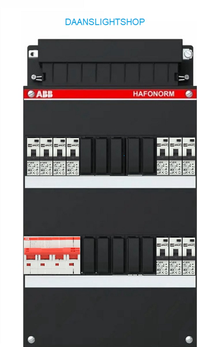 ABB 3-fase groepenkast – 10 lichtgroepen – EMAT aardlekautomaten 30mA – ABB 4 polige hoofdschakelaar – Kracht lichtgroepenkast 10 groepen