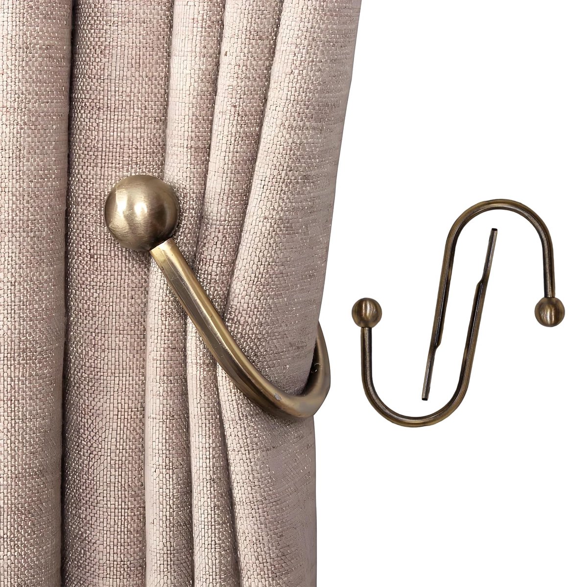 Gordijnhouders 2 stuks - messing - U-vormige haak - decoratieve wandmontage - ShopVlot