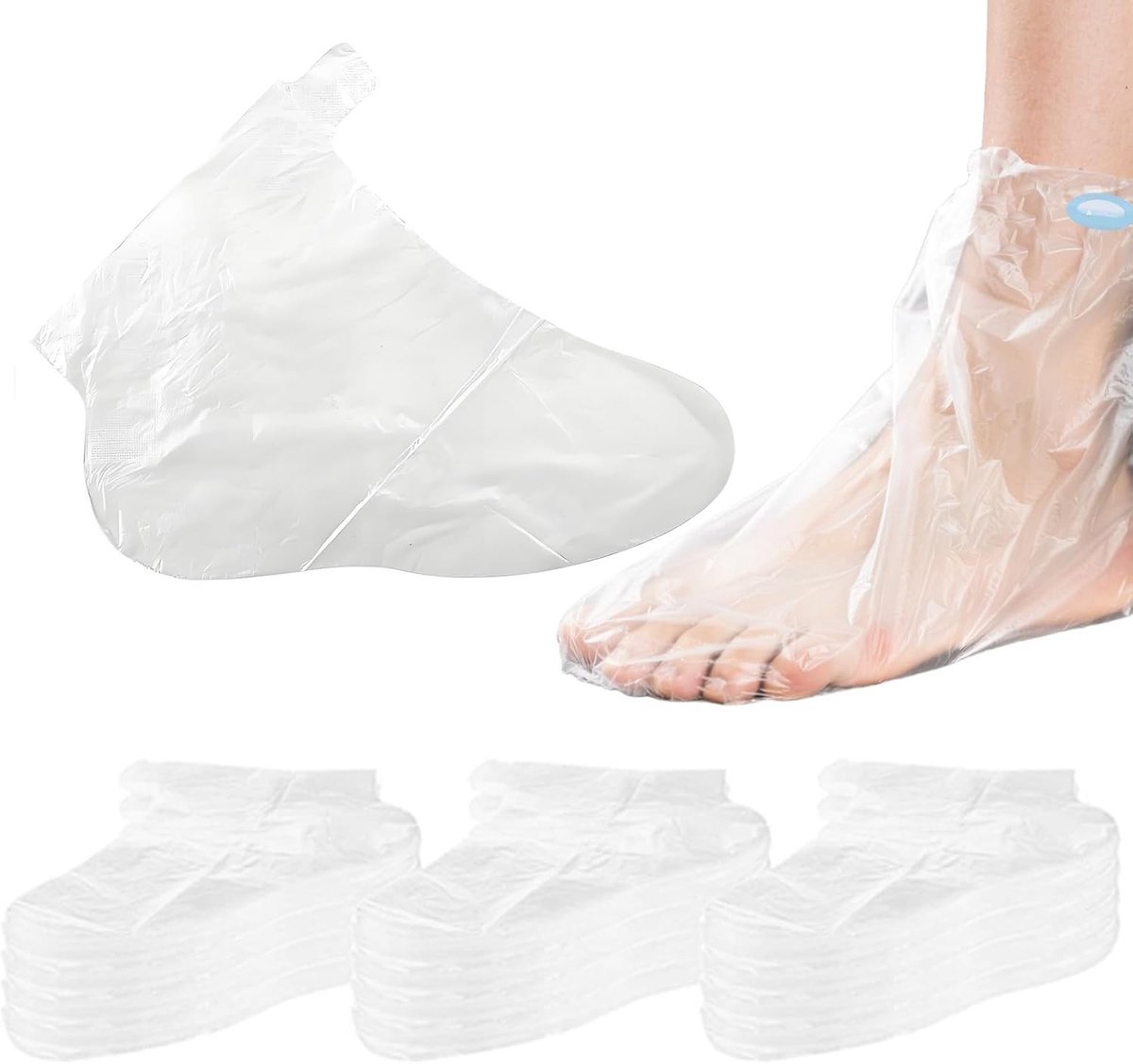 100 Stuks Wegwerp Voetmaskers - Transparante Plastic Sokjes voor Spa Behandelingen, Hydratatie en Voetverzorging