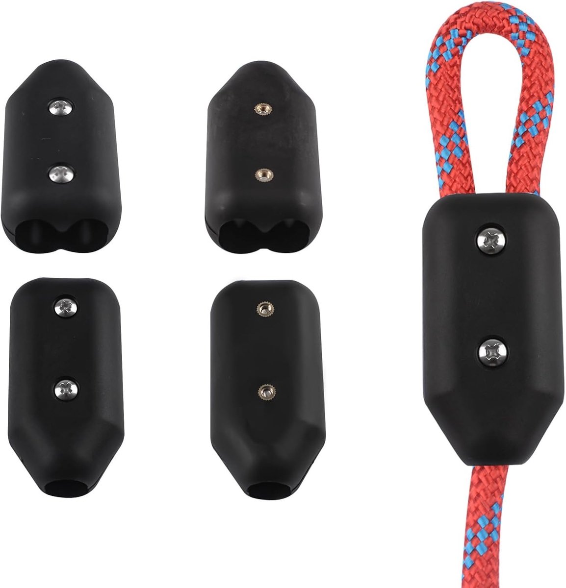 4 stuks herbruikbare touwklemmen, plastic verbindingsklem voor 9-10mm nylon en gevlochten touwen