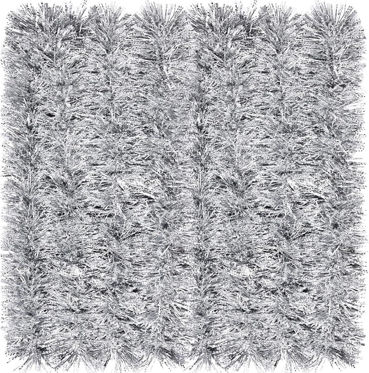 10M Kerst Tinsel Garland - Zilver Metallic Glanzende Decoratie met Frost Tip voor Kerstboom, Winterbruiloft en Feestjes
