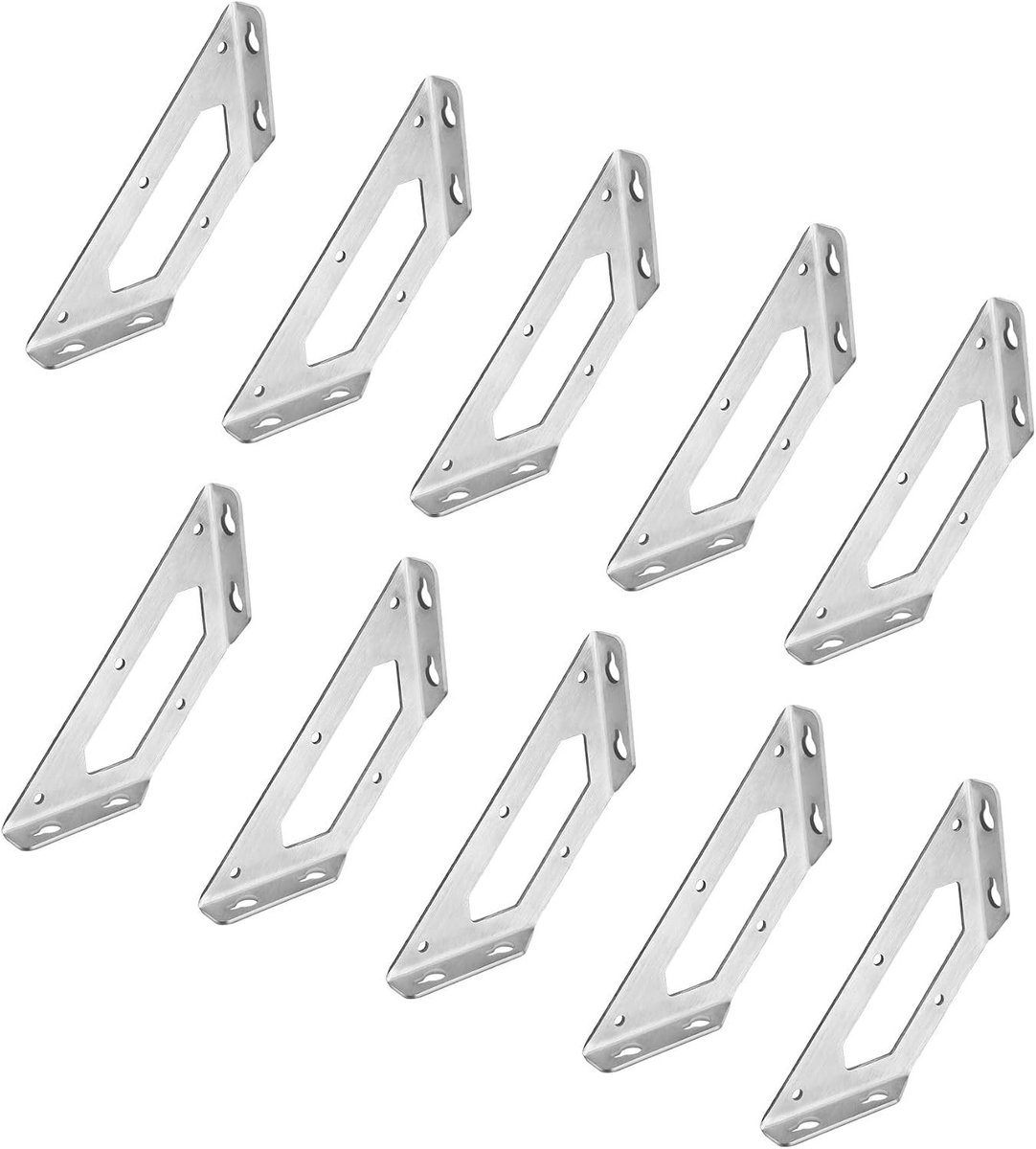 Hoekbeugels 100x100mm voor Verbindingen - RVS Platen voor Meubelconstructie, Triangulaire Beugels, 10 Stuks