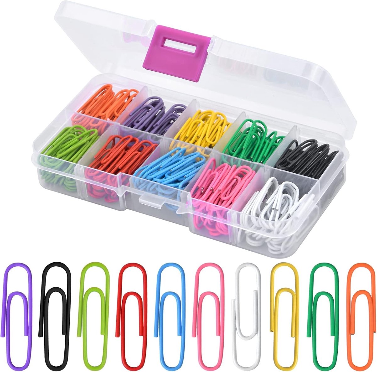 Kleurige Paperclips Set van 250 Stuks - 28mm Metalen Paperclips in 10 Kleuren, Duurzaam en Roestvrij, Perfect voor Documenten en Kantoorwerk