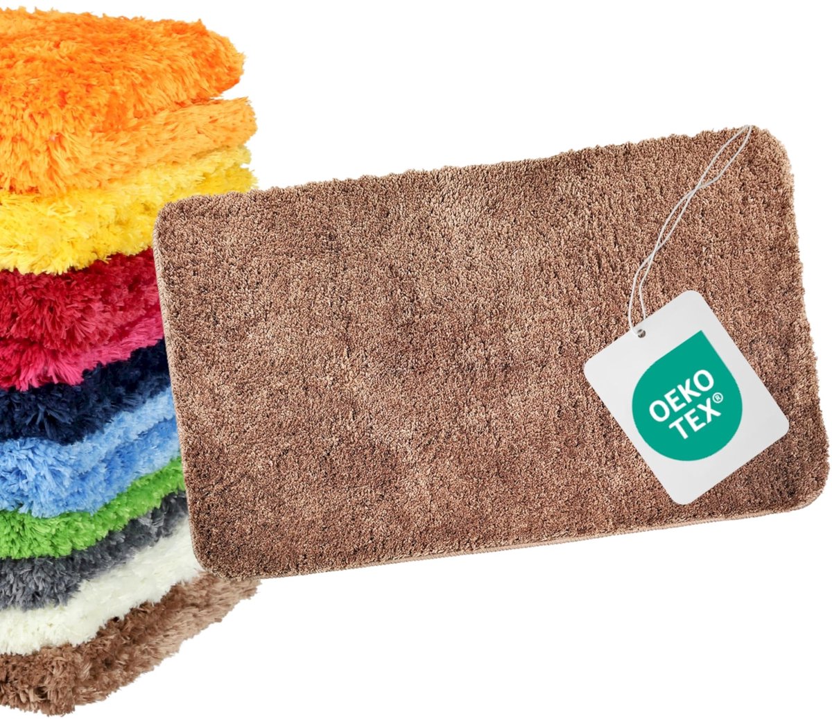 Badmat bruin 50 x 80 cm - antislip - machinewasbaar - perfect voor badkamer - ShopVlot