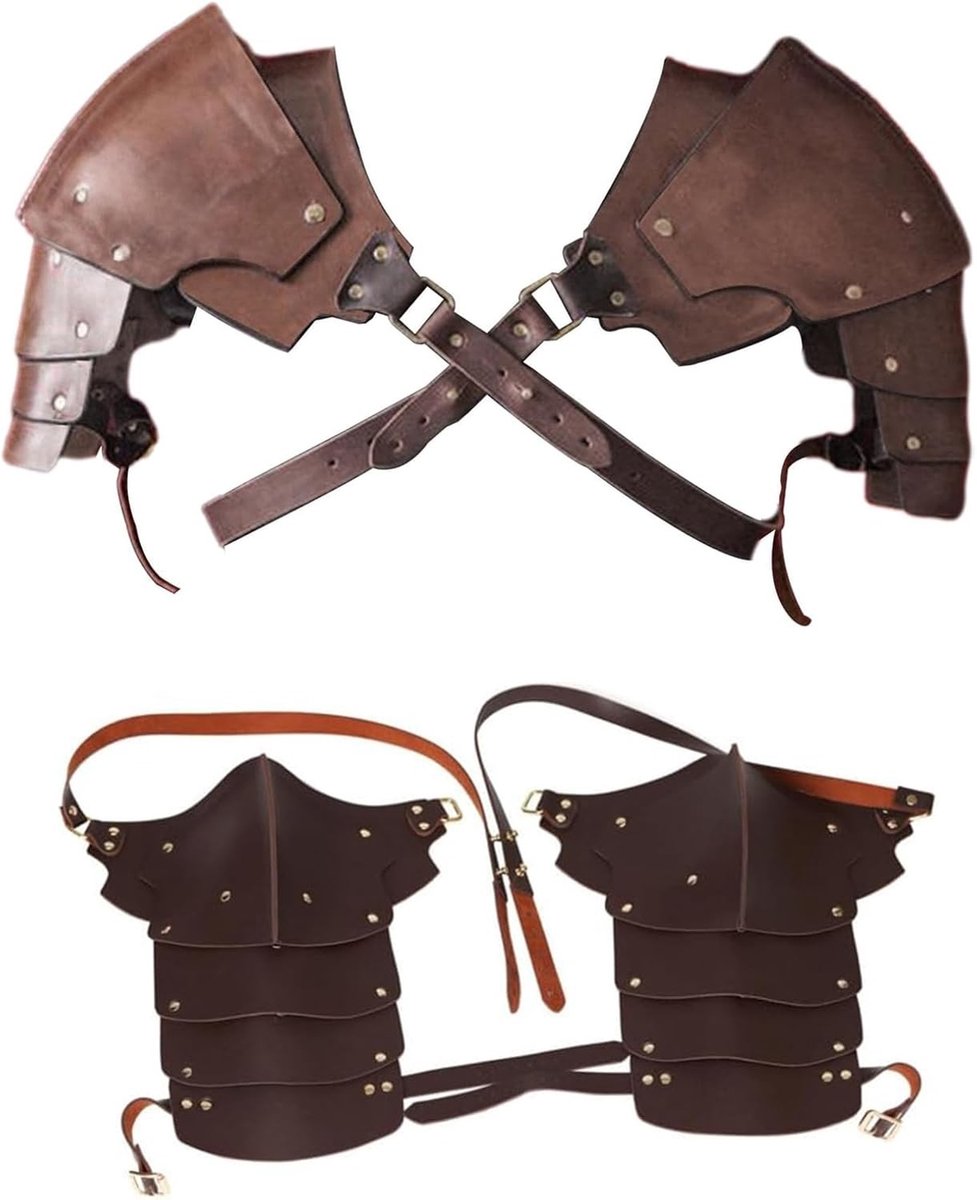 Leren schouderpantser voor middeleeuwse kostuums, verstelbare schouderbescherming, steampunk stijl en cape accessoires