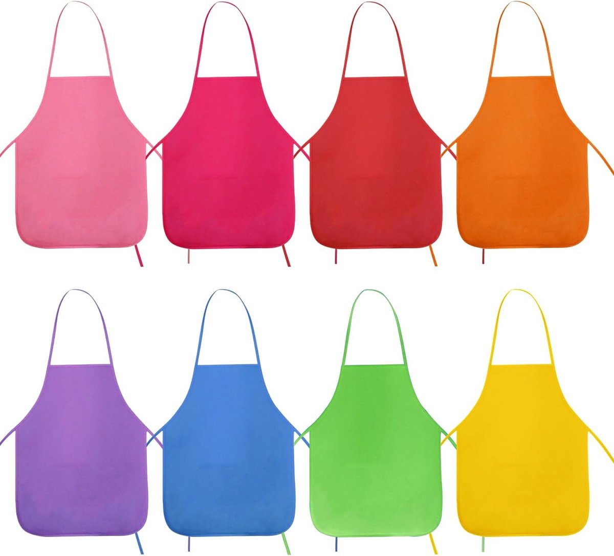 SnelShoppen - 8 stuks kookschorten voor kinderen, multifunctionele schilderschorten, stoffen knutselschorten, ideaal voor koken, bakken, schilderen en