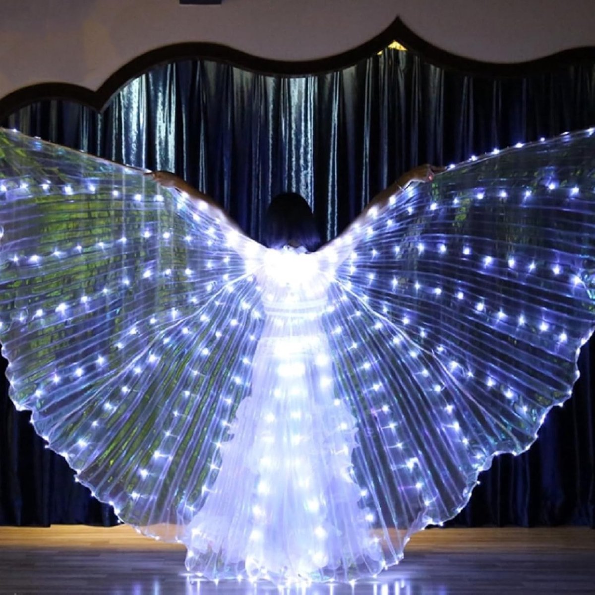 LED Vlindervleugels voor Buikdans, Luminous Kostuums met Uitschuifbare Stokken, Ideaal voor Kinderen en Feestjes