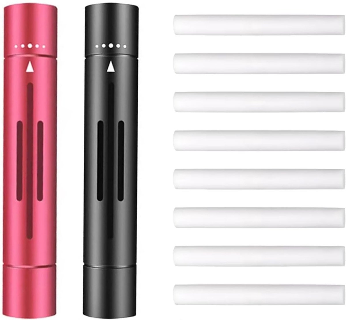 Auto geur diffuser voor etherische oliën - 2 stuks met 8 navulpads voor frisse lucht in interieur en ventilatie (rood + zwart)