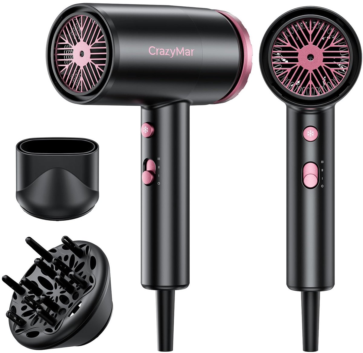CrazyMar Lichte en compacte haardroger met geïntegreerde diffuser - ShopVlot