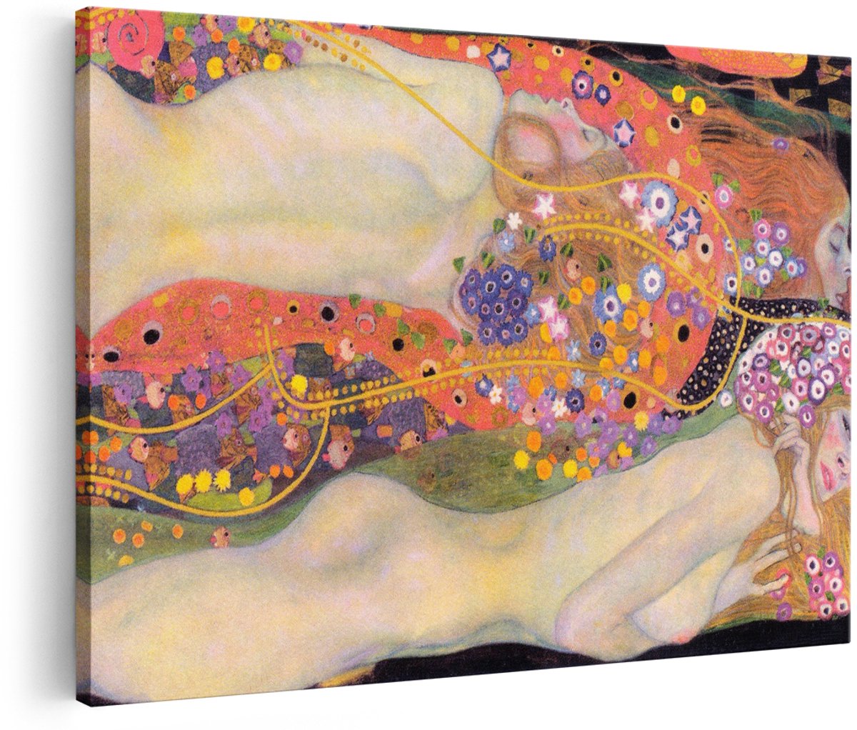 Artaza Canvas Schilderij Gustav Klimt - 150x100 cm - Groot - Wanddecoratie Vrouw - Muurdecoratie Klassiek - Schilderijen Op Canvas Bloemen