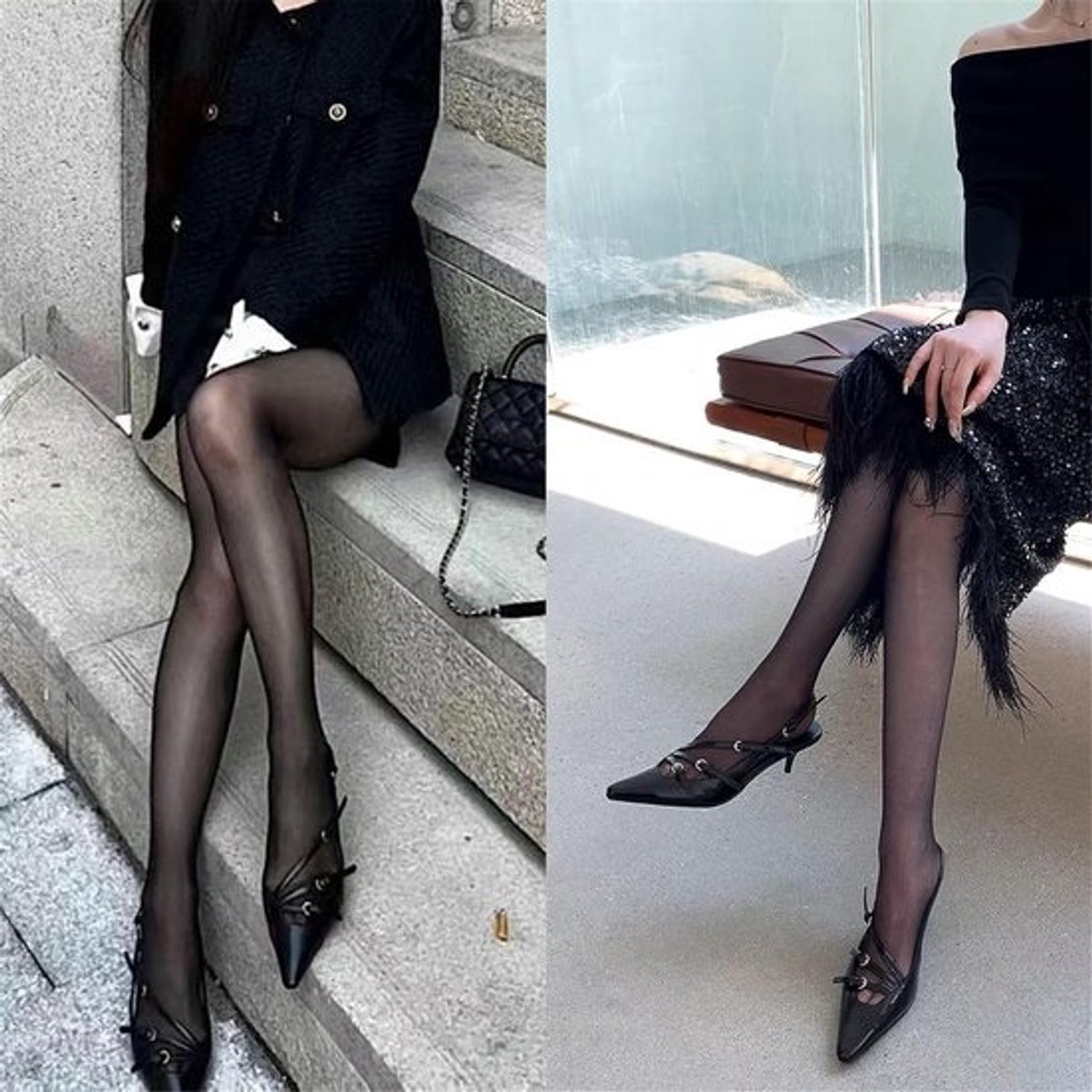 Elegante Slingback Pumps met Puntige Neus en Kitten Hak