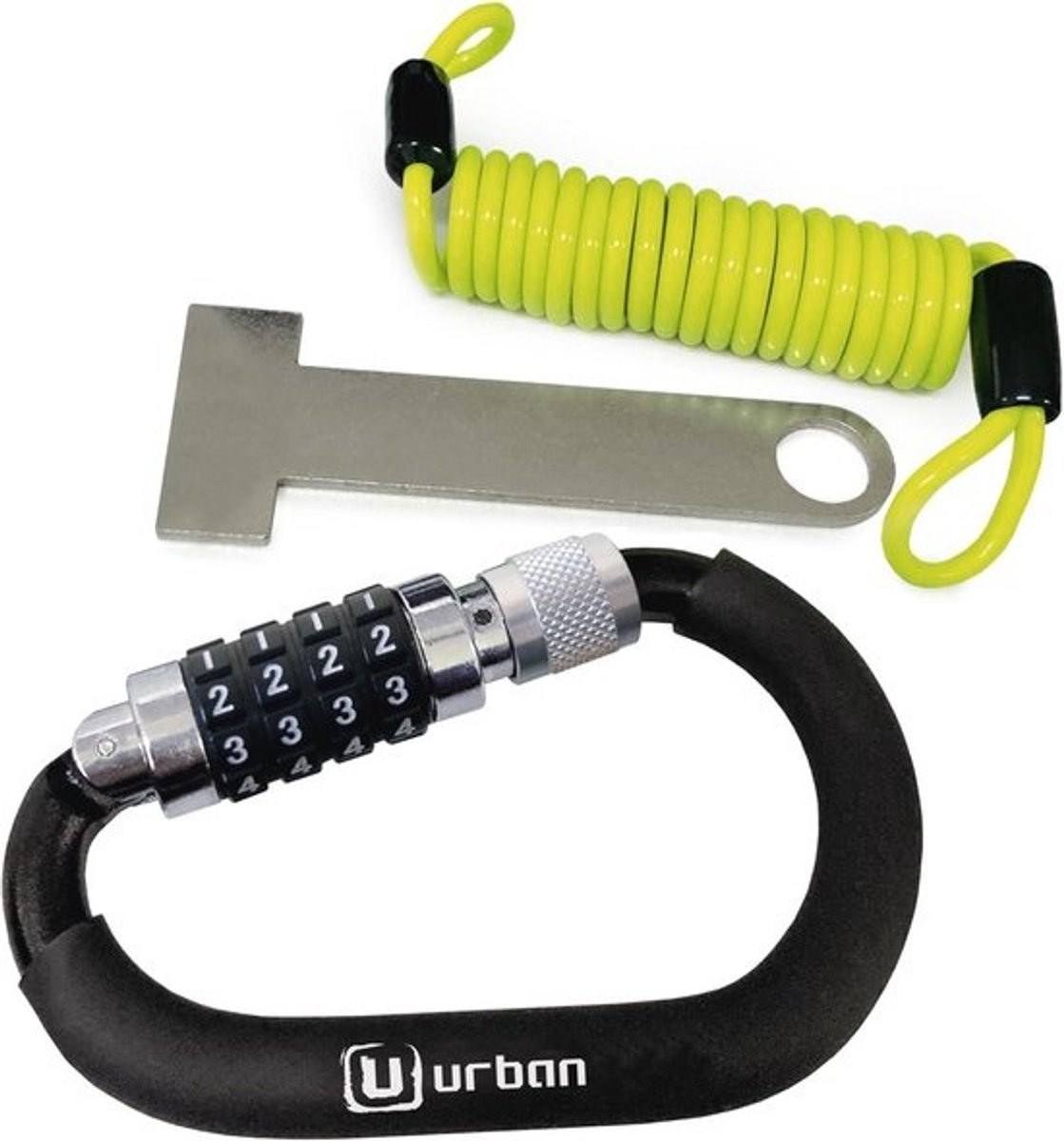 Helmslot Karabijnhaak Motorhelmhangslot Licht Multifunctionele met Veiligheidscode Antidiefstalkit Slot + Flexibele Stalen Kabel + Helmadapter