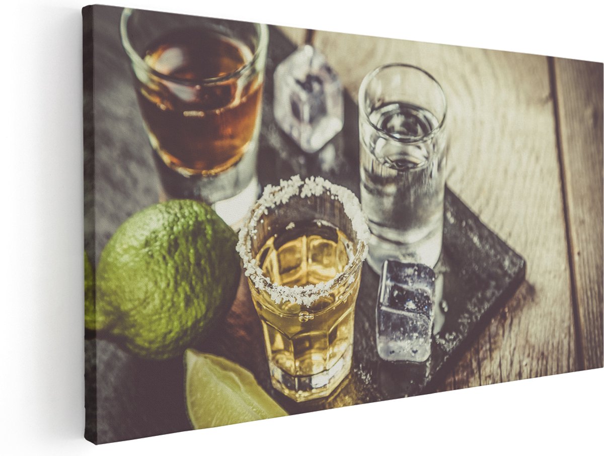 Artaza Canvas Schilderij Alcoholische Drankjes - Drank - 140x70 cm - Groot - Wanddecoratie Woonkamer - Schilderijen - Muurdecoratie
