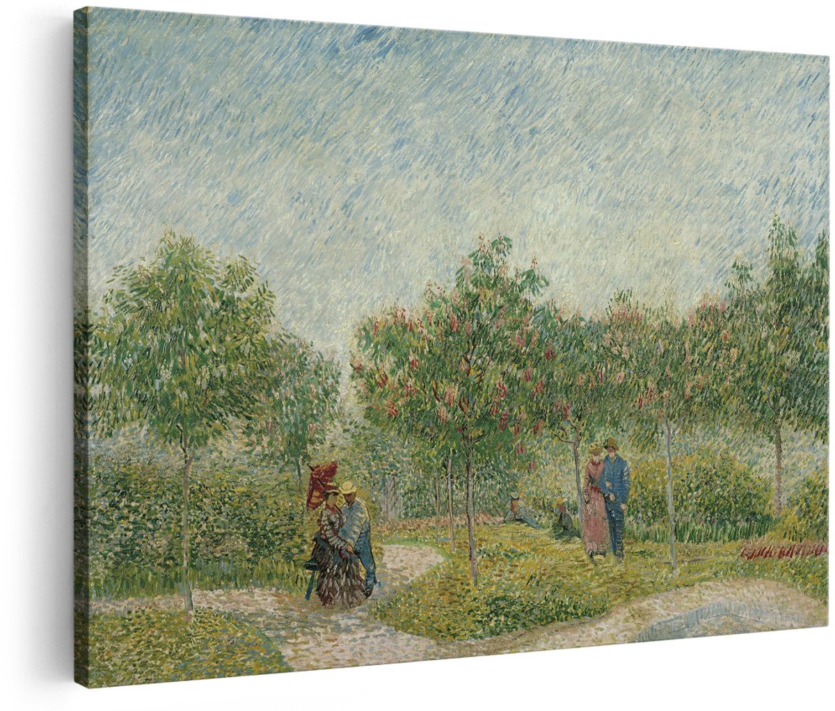 Artaza Canvas Schilderij Tuin met Geliefden - Vincent van Gogh - 150x100 cm - Groot - Kunst - Wanddecoratie Woonkamer