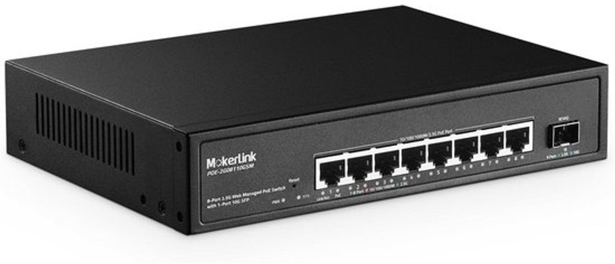 8-Poorts 2.5G Gigabit PoE+ Netwerk Switch met 10G SFP Uplink | Web Managed & Fanless