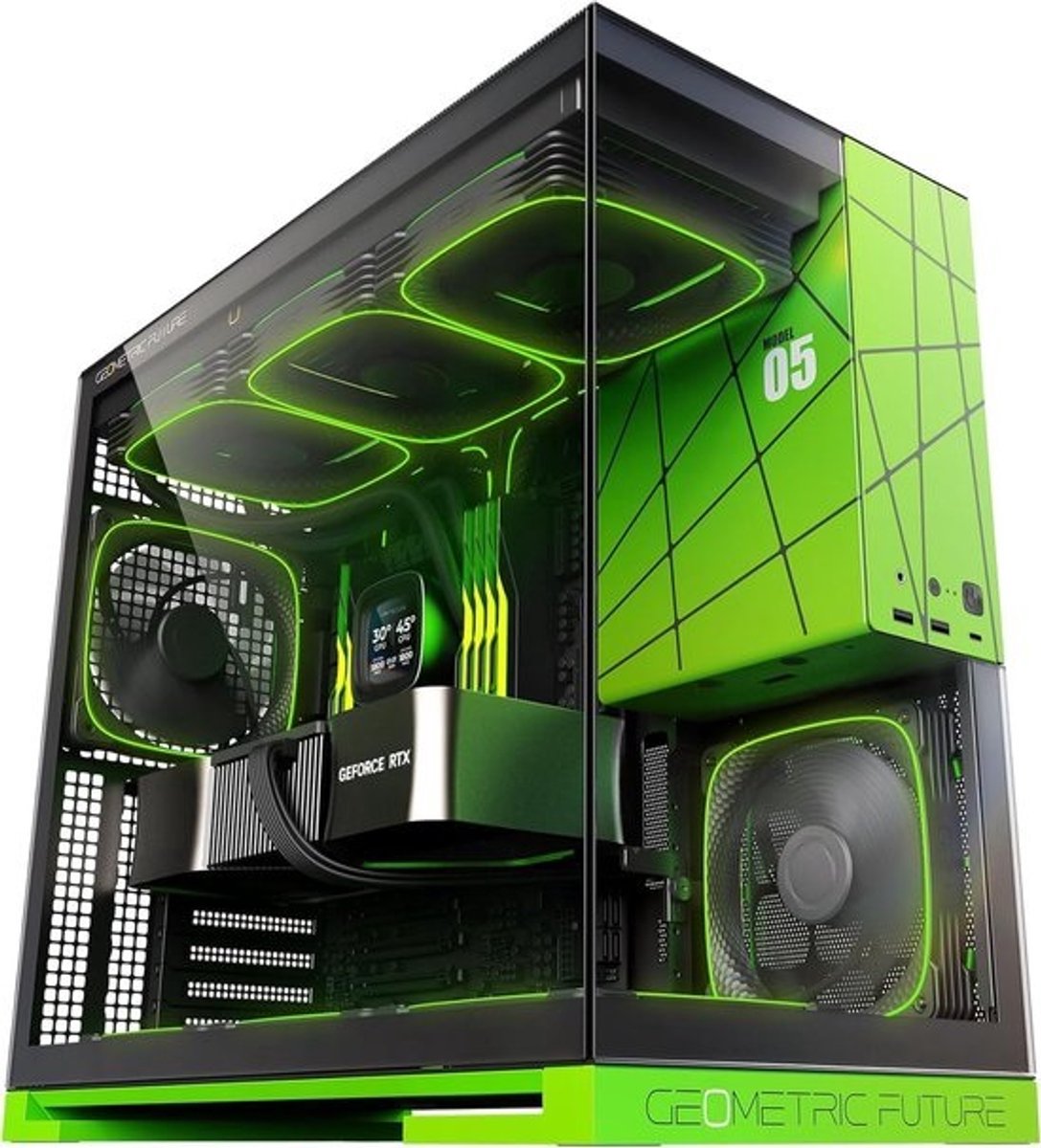 Geometric Future M5 Gaming Case - Mid Tower E-ATX/ATX met ARGB en gereedschaploze panelen