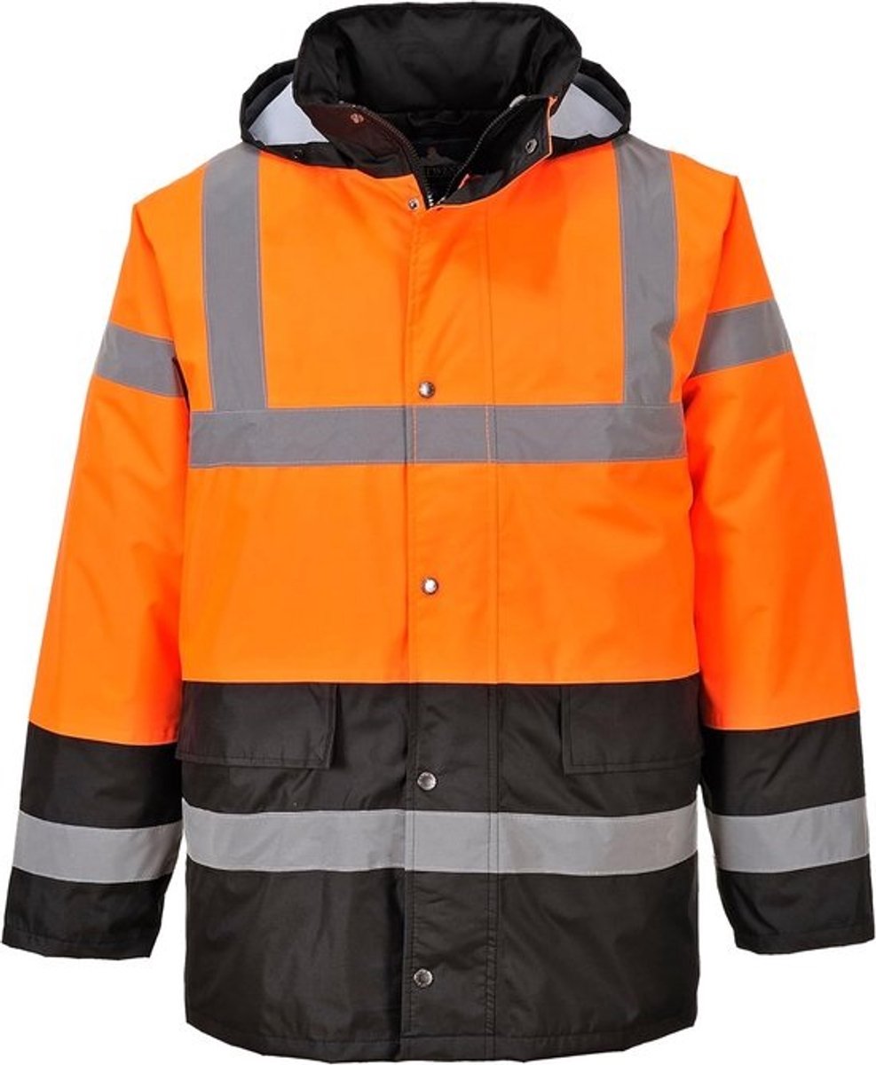 Hi-Vis Tweekleurige Parka Oranje/Zwart - Grootte L