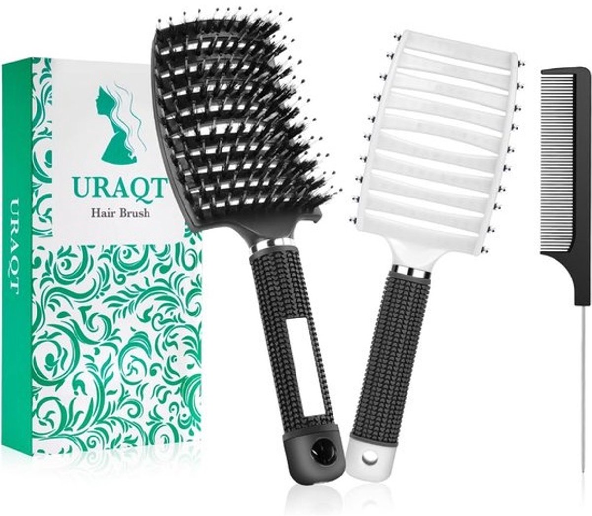2x Haarborstel Set met Zwijnenhaar voor Nat & Droog Haar - Professioneel Ontwarren en Fijn Haarverzorging