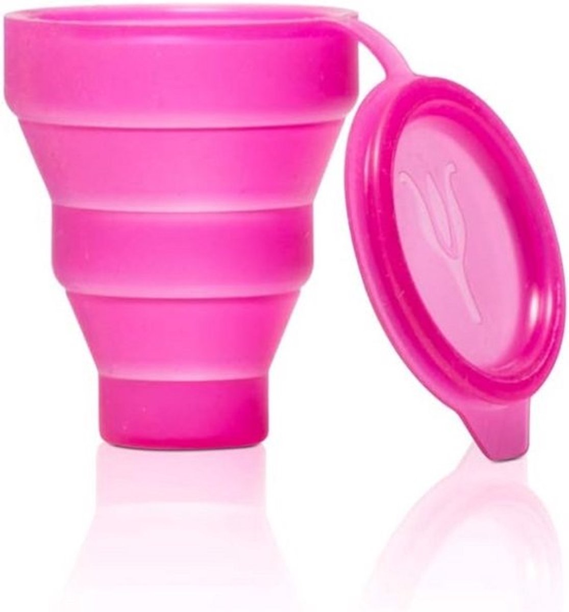 Inklapbare siliconen sterilisator en opbergflesje voor menstruatiecups