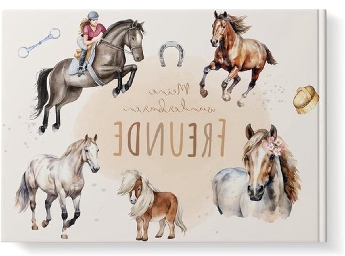 Vriendschapsalbum Kinderen - Vriendenboekje School - Herinneringen Vastleggen - Liefdevol Vormgegeven - 24 x 17 cm - Paarden