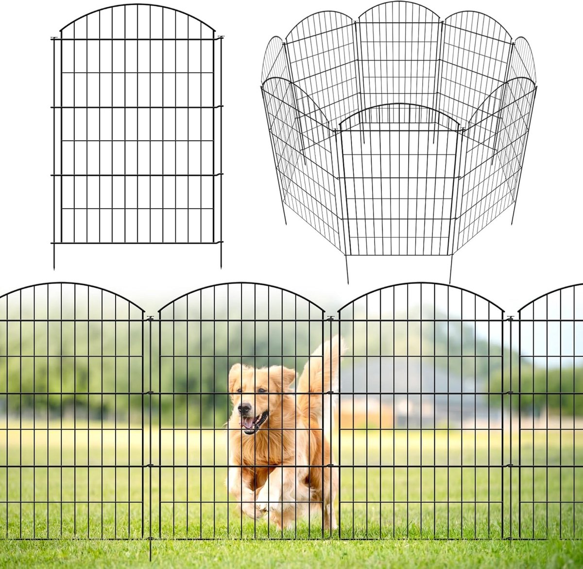 Decoratieve Tuinfence van RVS - 5-delige Dierenbescherming - 101 cm Hoog, 71 cm Breed, Ideaal voor Honden en Konijnen