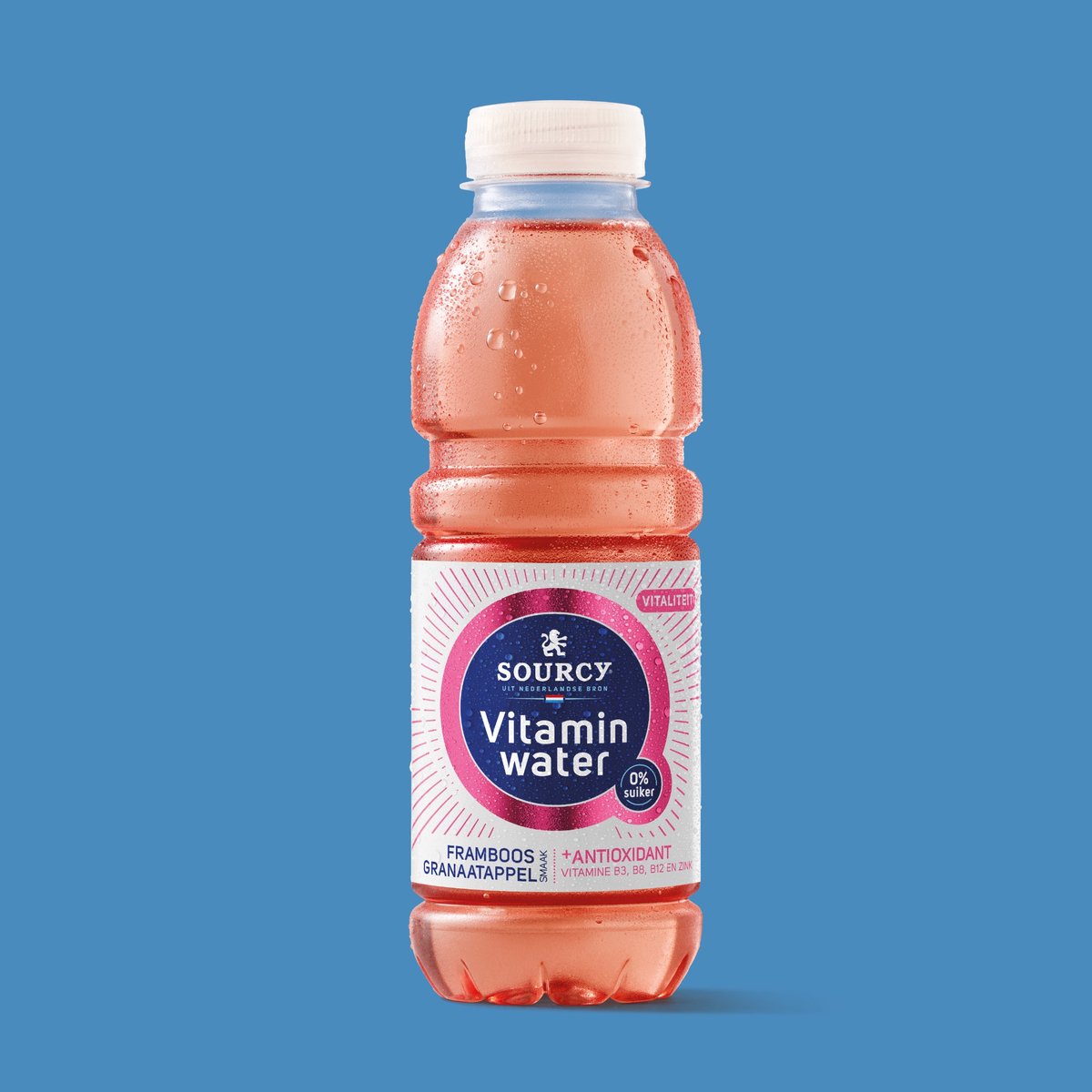 Sourcy Vitaminwater - Framboos/ granaatappel - 24x500ml - Voordeelverpakking