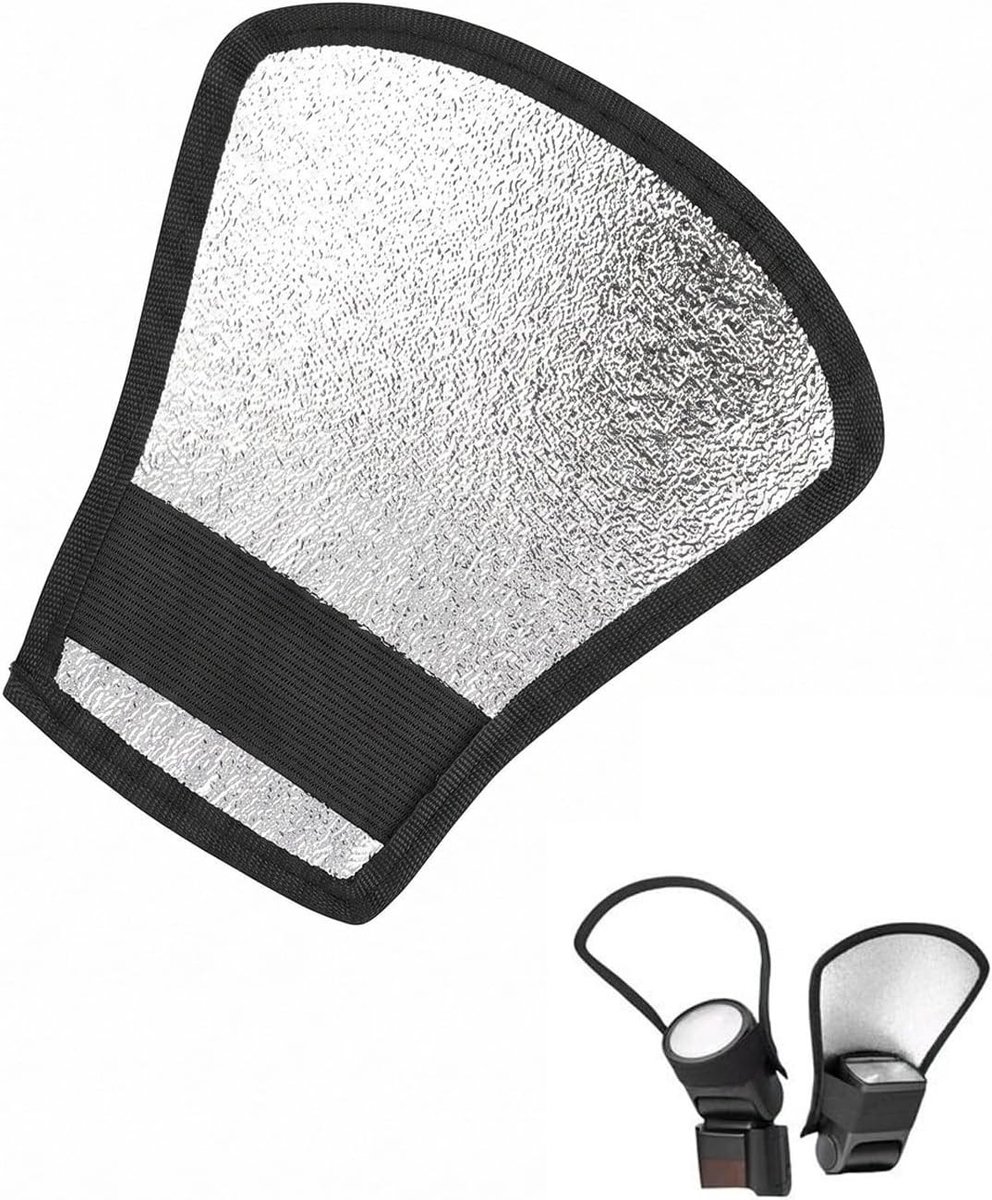 Opvouwbare flitsdiffuser en reflector voor opsteekflitser, zachte verlichting voor portretten en macrofotografie, zilver/wit ontwerp