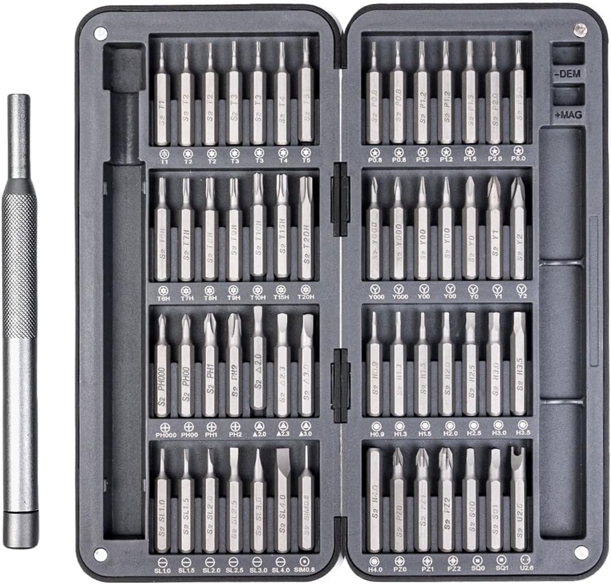 Precisie Schroevendraaierset - 57-in-1 Mini Schroevendraaierset met 56 S2 Bits - Reparatietool Kit voor iPhone, Xbox, Laptop, Camera en Meer