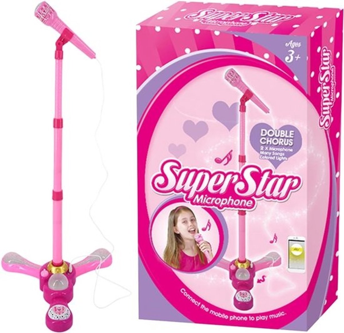 Karaoke Microfoon - Zang Speelgoed - Muziek Plezier - Verstelbare Standaard - 31 x 7 x 31 cm
