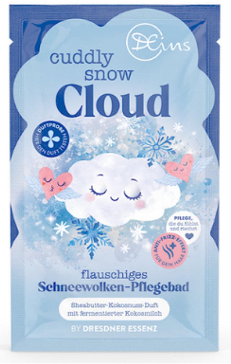 Winter Badschuim Cuddly Snow Cloud | Sheabutter - Kokosnoot - Gefermenteerde kokosmelk | 1x 60g | Badschuim Wintergeur Dresdner Essenz