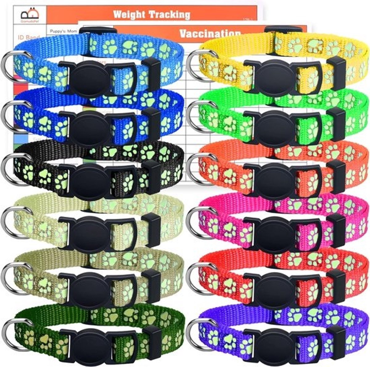 Puppy Halsbanden Set - Verstelbare Nekhalsbanden - Identificatie en Veiligheid - Reflecterend en Afscheurbaar - Maat S - Meerdere Kleuren