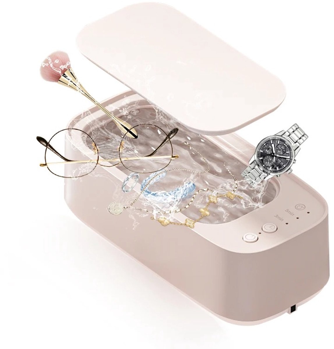 Waves - Ultrasoon reiniger - Sieraden reiniger - Bril reiniger - Hoge frequentie trillingen - 1.3 L - Met digitale timer