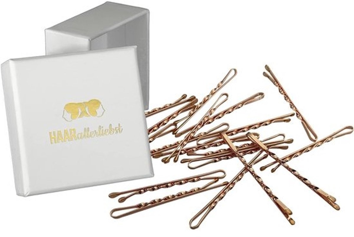 Haarspelden Set - Bobby Pins Gedraaid - Styling en Fixatie - Extra Grip Door Rotatie - 55 cm Lengte - Roségoud