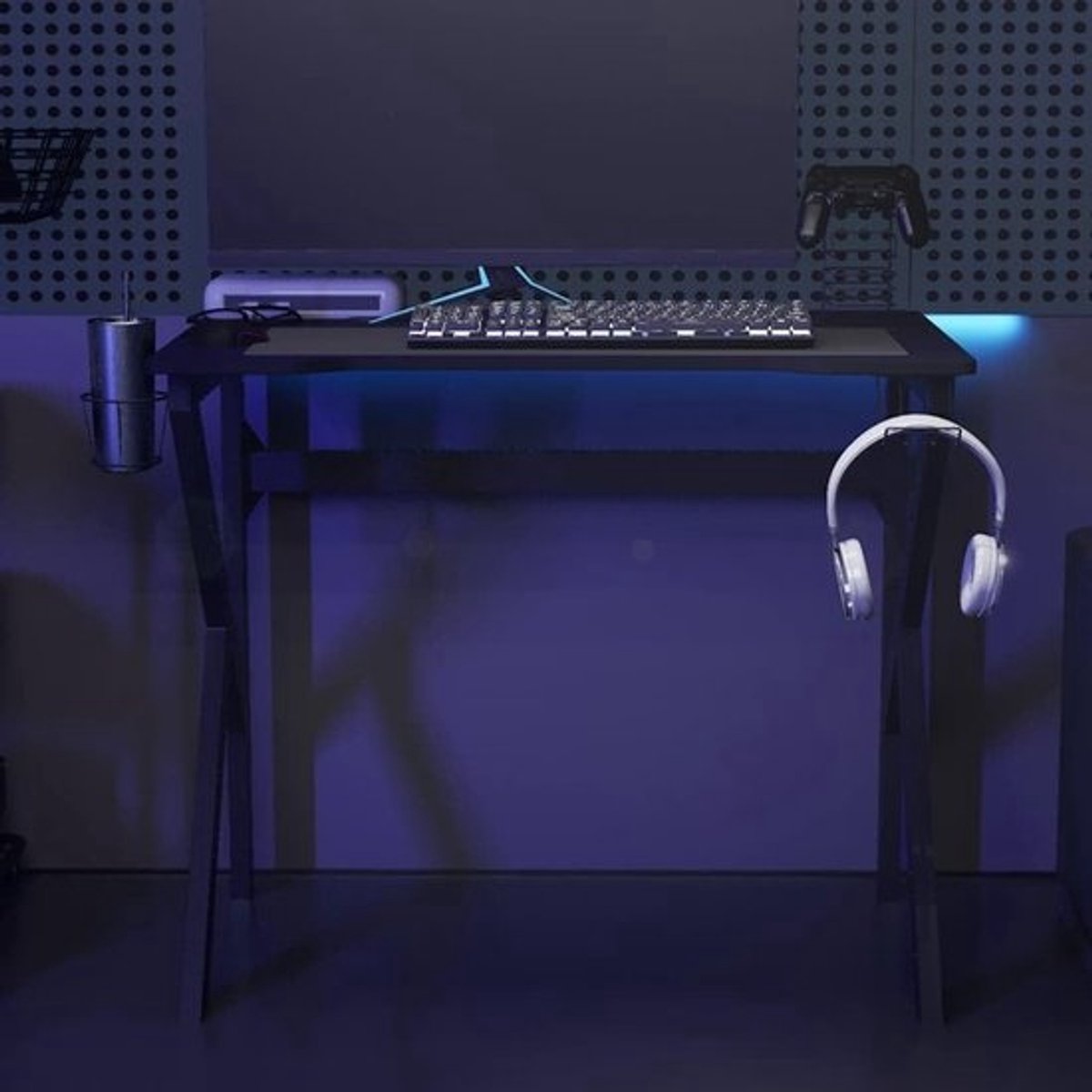 Gaming Bureau - Computertafel Werkplek - Gaming Werken - Ergonomisch K-Frame - 90 x 60 x 75 cm - Zwart