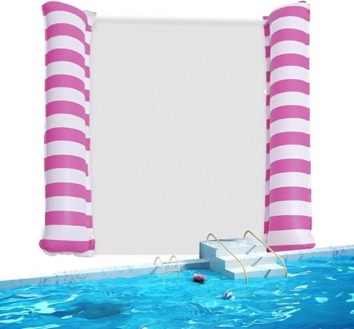 Opblaasbare Hangmat - Waterdrijvend Vlot - Zomerse Ontspanning - Dubbele Zitplaats - 130x132cm - Roze