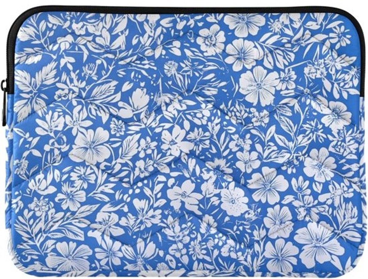 Laptop Sleeve - Computer Tas - Bescherming Onderweg - Waterbestendig Polyester - 13-14 Inch - Pioenen Violet Blauw