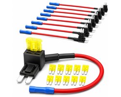 BOTC Micro Zekeringaftakking Set - 10 Stuks - Add-a-Circuit Fuse Tap Adapter - Inclusief 20A Zekeringen - Geschikt voor Auto, Camper, Motor en Boot