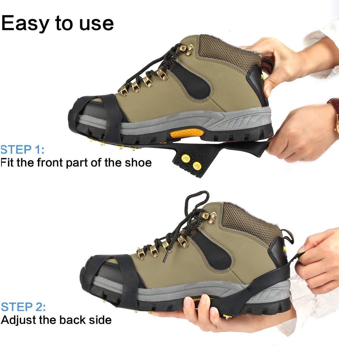 Snow grips voor schoenen en laarzen met 10 spikes - Universele antislip sneeuw- en ijscleats voor winterse omstandigheden